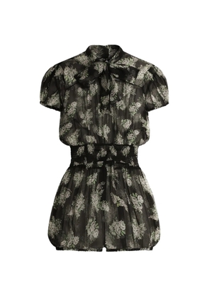 Dolce & Gabbana small flower bouquet-print chiffon jumpsuit - Black