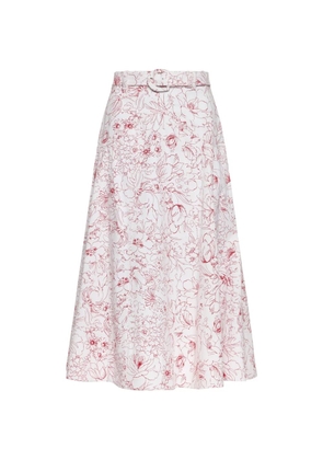 Cinq A Sept Nala floral-print belted midi skirt - White