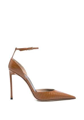 TOM FORD lizard-effect ankle-strap pumps - Brown