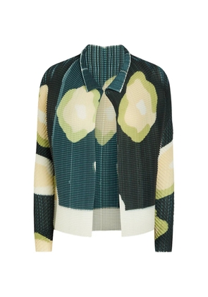 Issey Miyake Verve floral print pleated top - Blue
