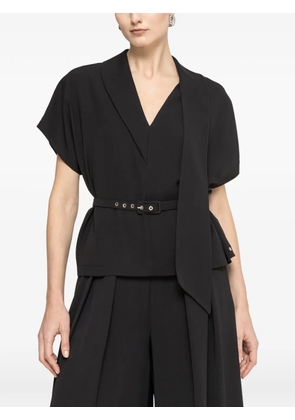NISSA belted V-neck top - Black