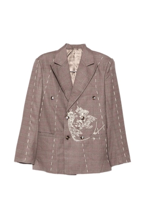 KidSuper embroidered double-breasted blazer - Brown