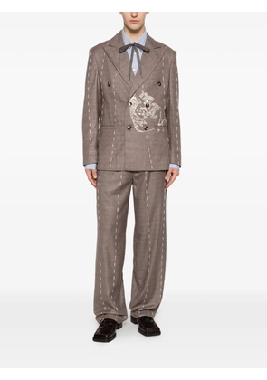 KidSuper embroidered double-breasted blazer - Brown