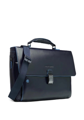 PIQUADRO expandable leather briefcase - Blue
