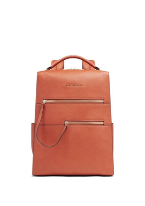 PIQUADRO zip leather backpack - Brown