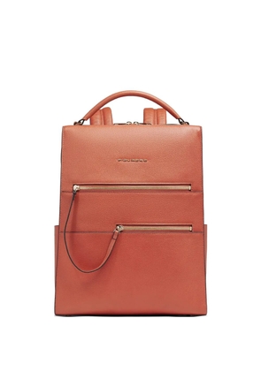 PIQUADRO zip leather backpack - Orange
