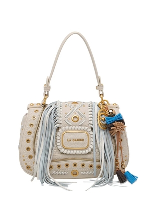 La Carrie eyelets fringed tote bag - White