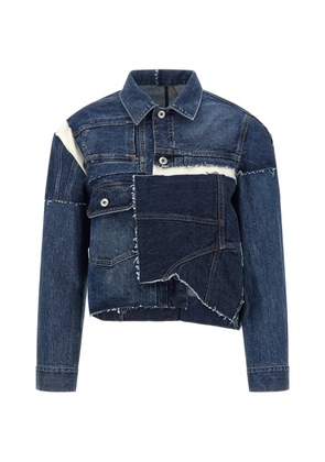 sacai patchwork-design denim jacket - Blue