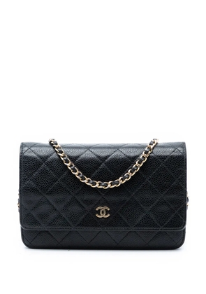CHANEL Pre-Owned 2016-2017 CC Quilted Caviar Wallet on Chain crossbody bag - Black