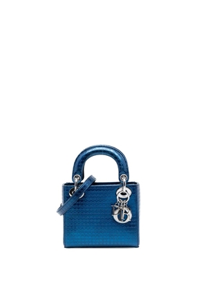 Christian Dior Pre-Owned 2016 Mini Metallic Patent Microcannage Lady Dior satchel - Blue