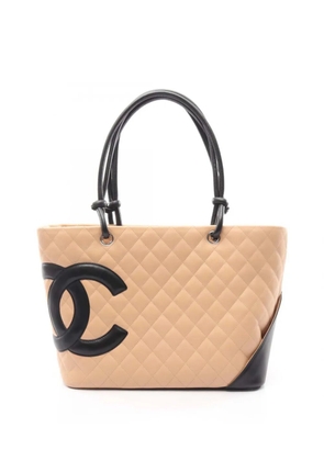 CHANEL Pre-Owned 2004-2005 Large Quilted Lambskin Cambon Ligne tote bag - Neutrals