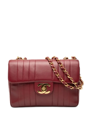 CHANEL Pre-Owned 1991-1994 Jumbo XL Vertical Quilt Lambskin Single Flap shoulder bag - Red