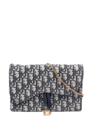 Christian Dior Pre-Owned 2019 Oblique Canvas Saddle Pouch Wallet on Chain crossbody bag - Blue