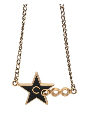 CHANEL Pre-Owned 2001 CC Gold Plated Enamel Coco Star Pendant Necklace costume necklace - Black