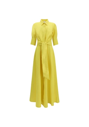 Sara Roka Etra 85 tie-belt midi shirt dress - Yellow