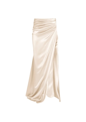 ALEXIA & ANTONIA draped side-slit maxi skirt - Neutrals