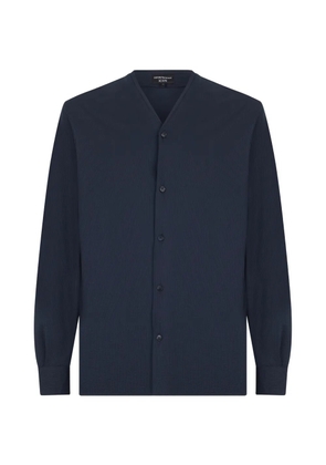 Emporio Armani icon buttoned v-neck shirt - Blue