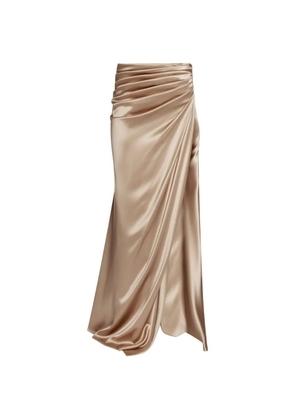ALEXIA & ANTONIA draped side-slit maxi skirt - Gold