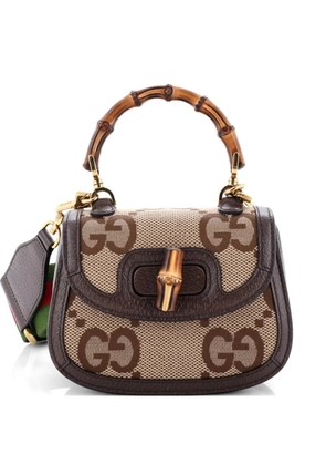 Gucci Pre-Owned Bamboo 1947 Top Handle Bag Jumbo GG Canvas Mini crossbody bag - Brown