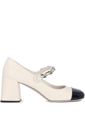 Miu Miu chain-embellished cap-toe pumps - Neutrals