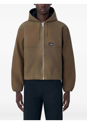 Stüssy logo-appliqué hooded jacket - Brown