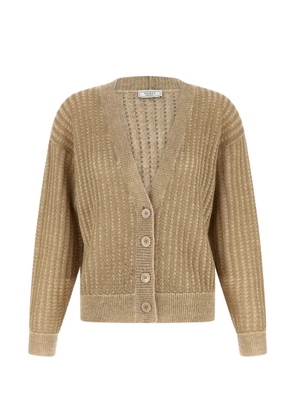 Peserico waffle lamé cardigan - Neutrals