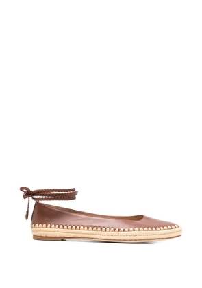 Max Mara braided-trim leather ballet flats - Brown
