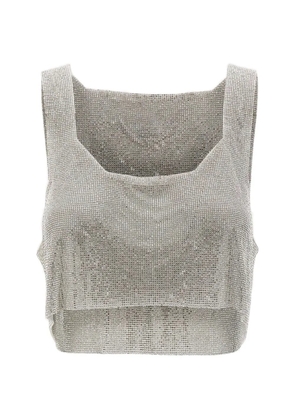 TWENTY FOURHAITCH New Atene rhinestone crop tank top - Silver