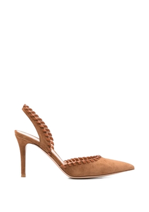Gianvito Rossi braided-trim suede sandals - Brown