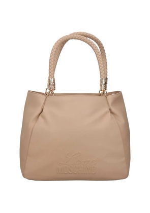 Love Moschino logo-detail braided-handles handbag - Neutrals