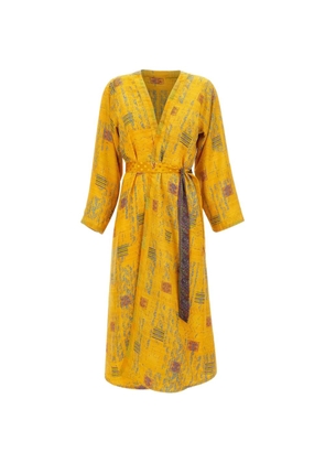 PICUS VIRIDIS reversible-abstract kimono dress - Yellow
