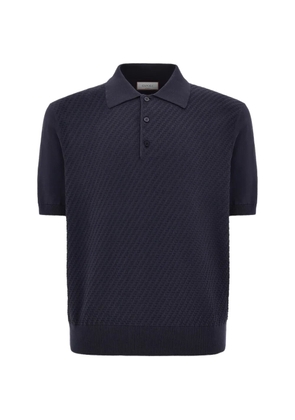 Canali textured button polo shirt - Blue