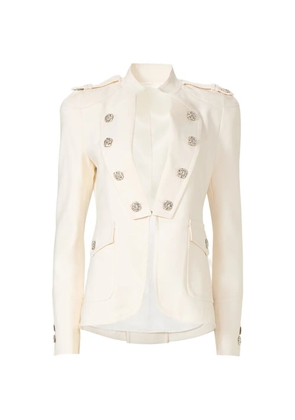 Costarellos Elen crystal-button epaulettes blazer - Neutrals