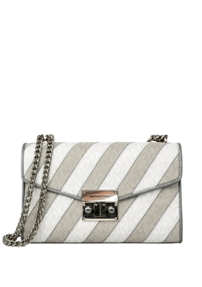 Michael Kors striped shoulder bag - White