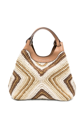 GIANNI CHIARINI Diamix chevron-pattern woven shoulder bag - White