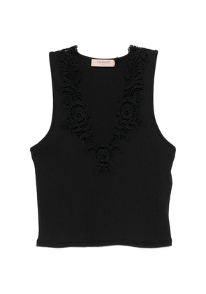 TWINSET lace-trim ribbed top - Black