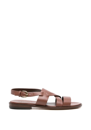 Doucal's crossover-strap leather flat sandals - Brown