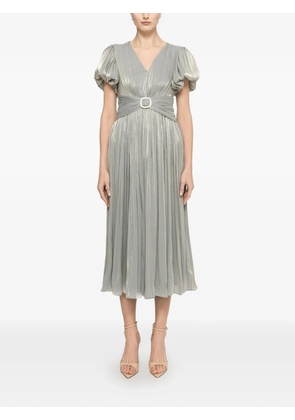 NISSA crystal-detail pleated midi dress - Grey