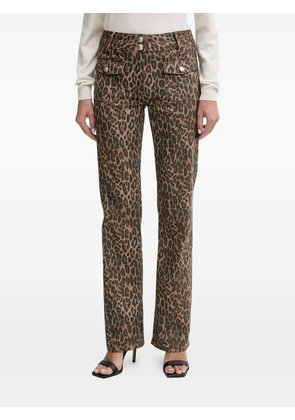 Morgan high-waisted leopard-print bootcut jeans - Brown