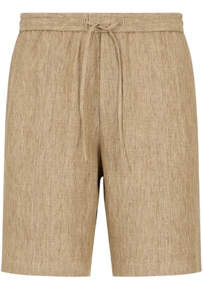 Emporio Armani drawstring-waist linen shorts - Neutrals