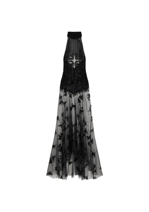 Blumarine embroidered tulle maxi dress - Black