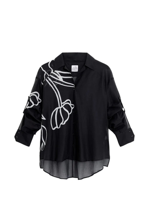 Donde Esteban tulipanes floral cotton shirt - Black