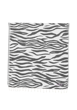 MC2 Saint Barth Foutas J N zebra-print fringed beach towel - White