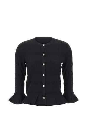LIU JO ruffled rib-knit cardigan - Black