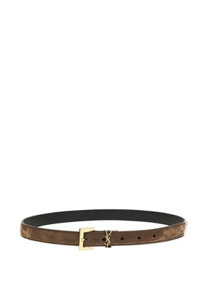 Saint Laurent logo-buckle leather belt - Brown