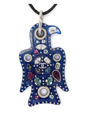 CHANEL Pre-Owned embellished eagle pendant necklace - Black