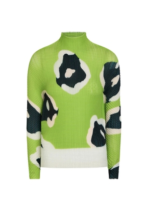 Issey Miyake Verve abstract print pleated top - Green
