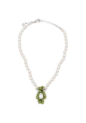 YVMIN bear-pendent pearl necklace - Silver
