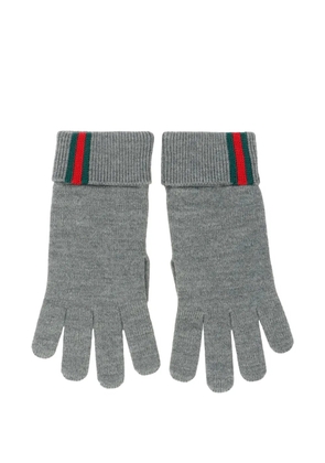 Gucci Web-detail gloves - Grey