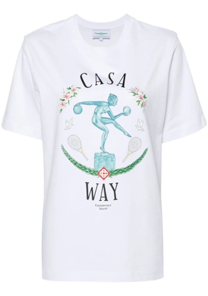 Casablanca Statue En Marbre-print cotton T-shirt - White